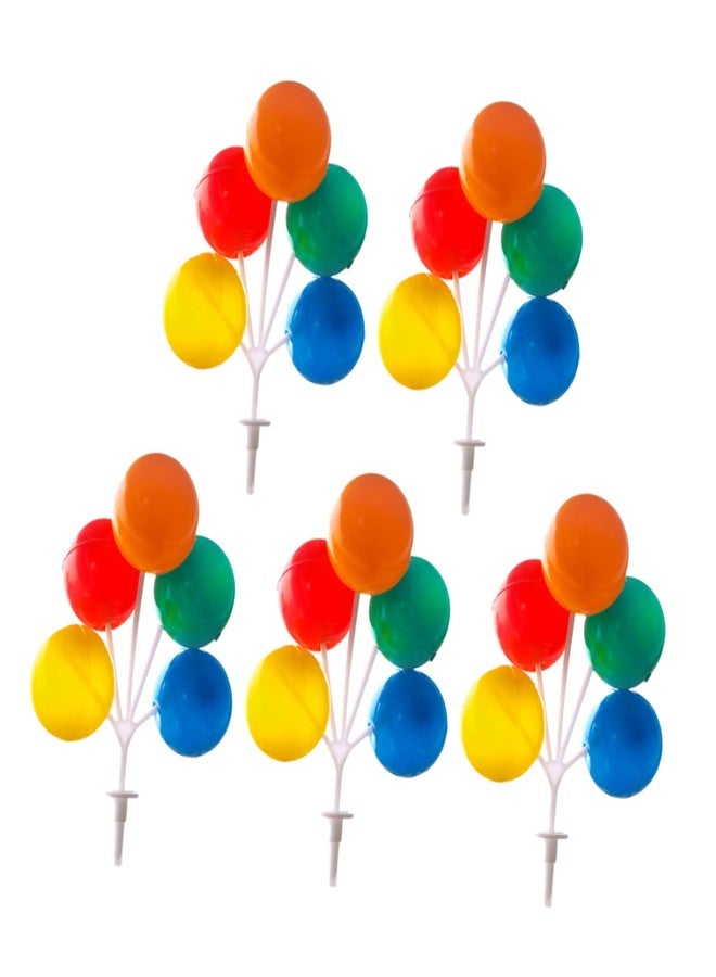 JOINPAYA 5pcs Colorful Mini Balloon Cake Toppers: 5 inch Plastic Balloon Garland Reusable Decorative Picks Birthday Cake Inserts Wreath Decor Props for Birthday Party Wedding and Celebration - Image 1
