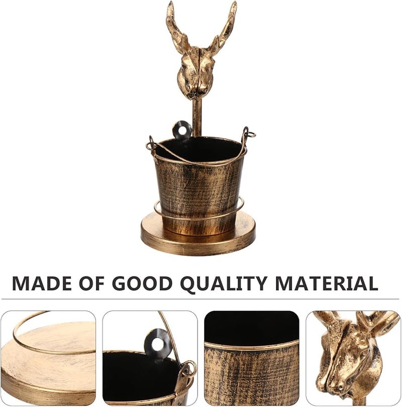 منفضة سجائر حاملة أقلام برأس غزال حديدي صينية تخزين زخرفية للمكتب المنزلي - Image 5