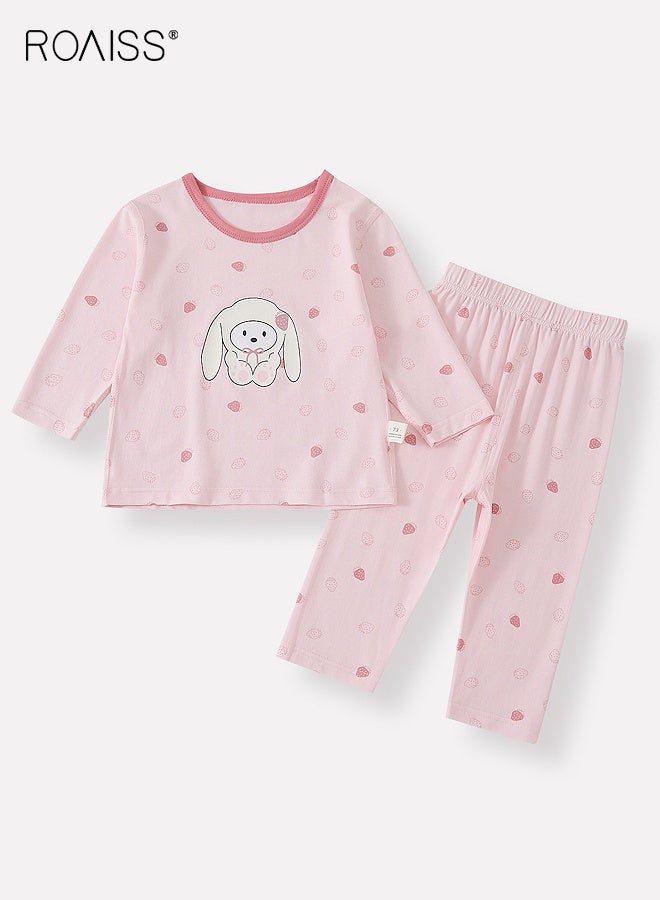 رويس طقم بيجامة للأطفال البنات من قطعتين، طقم بيجامة رائع مع بلوزة بأكمام طويلة وسروال بخصر مطاطي، ملابس نوم مريحة ومسامية للفتيات الصغيرات - Image 1