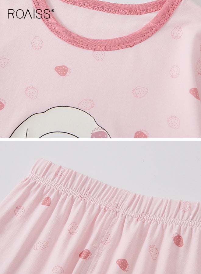 رويس طقم بيجامة للأطفال البنات من قطعتين، طقم بيجامة رائع مع بلوزة بأكمام طويلة وسروال بخصر مطاطي، ملابس نوم مريحة ومسامية للفتيات الصغيرات - Image 3