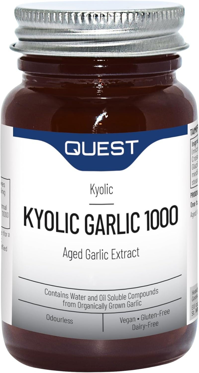 Quest 45x Kyolic Garlic Tablets High Strength 1000mg Odourless Aged Garlic Extract for Heart Immune Digestive Cognitive Health Daily Dietary Supplement Vegan GlutenFree Pack of 1 - Image 1