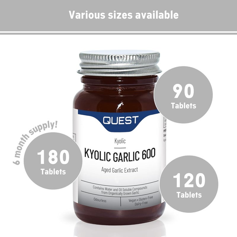 Quest 45x Kyolic Garlic Tablets High Strength 1000mg Odourless Aged Garlic Extract for Heart Immune Digestive Cognitive Health Daily Dietary Supplement Vegan GlutenFree Pack of 1 - Image 4