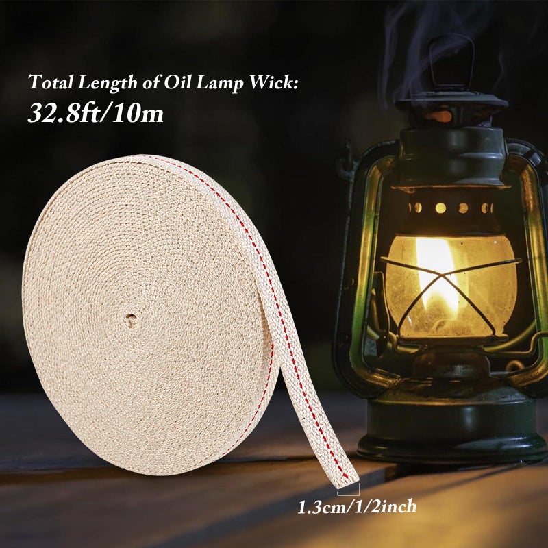 Ninsula 32.8 Feet Oil Lamp Wicks, Each Roll is 1/2-inch Wide Wicks for Oil Lamps, Cotton Oil Lamp Wick Can Be Used As Fuel for Kerosene Lamps, Lanterns and Oil Lamps - Image 2