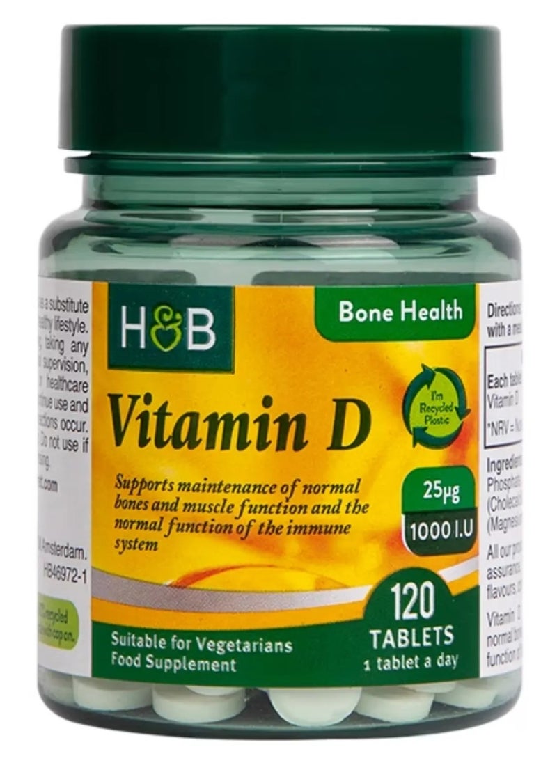 H&B H&B Vitamin D3 1000 IU Tablets For Bone, Muscle & Immunity Health, Pack of 120's 