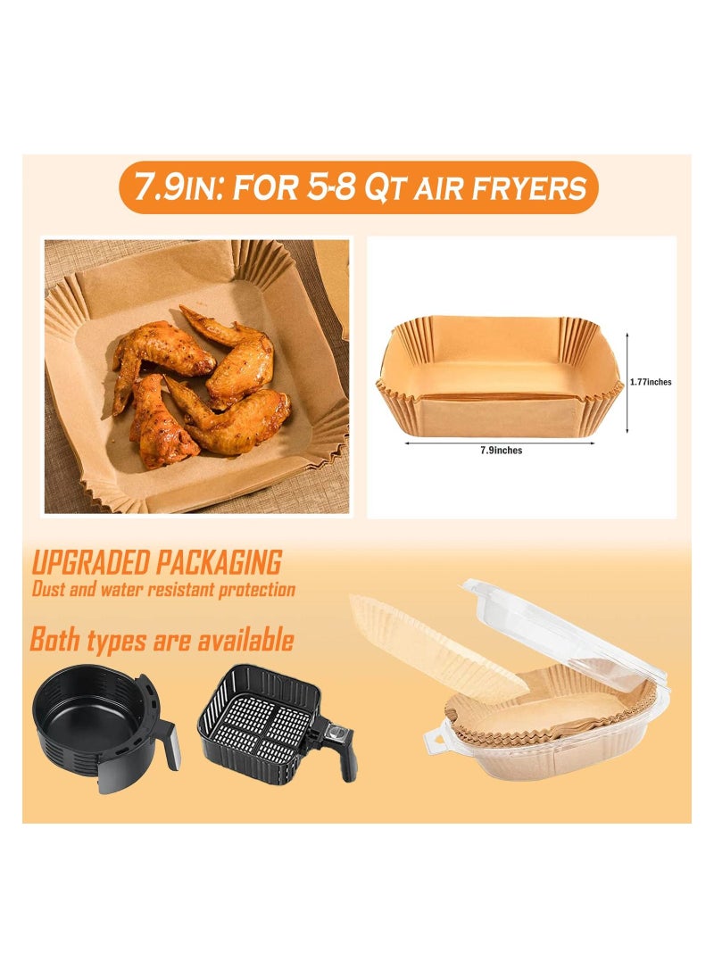 Yuroochii Air Fryer Disposable Paper Liners, 100PCS Square Non-Stick Parchment Paper, Baking Paper for Cooking Steaming Deep Fryer Microwave（7.9IN）  - Image 2