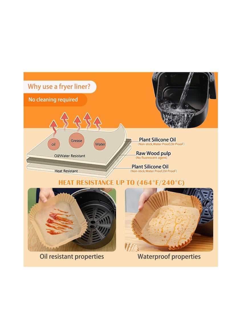 Yuroochii Air Fryer Disposable Paper Liners, 100PCS Square Non-Stick Parchment Paper, Baking Paper for Cooking Steaming Deep Fryer Microwave（7.9IN）  - Image 5