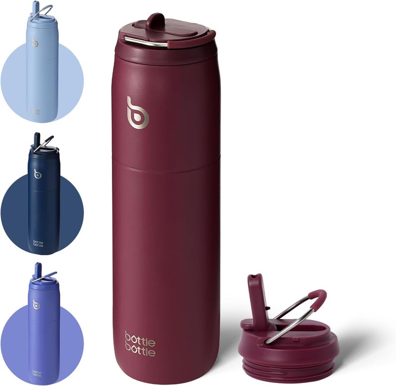 BOTTLE BOTTLE 32oz Stainless Steel Vacuum Insulated Water Bottle with Straw and Lid - Red - Image 1