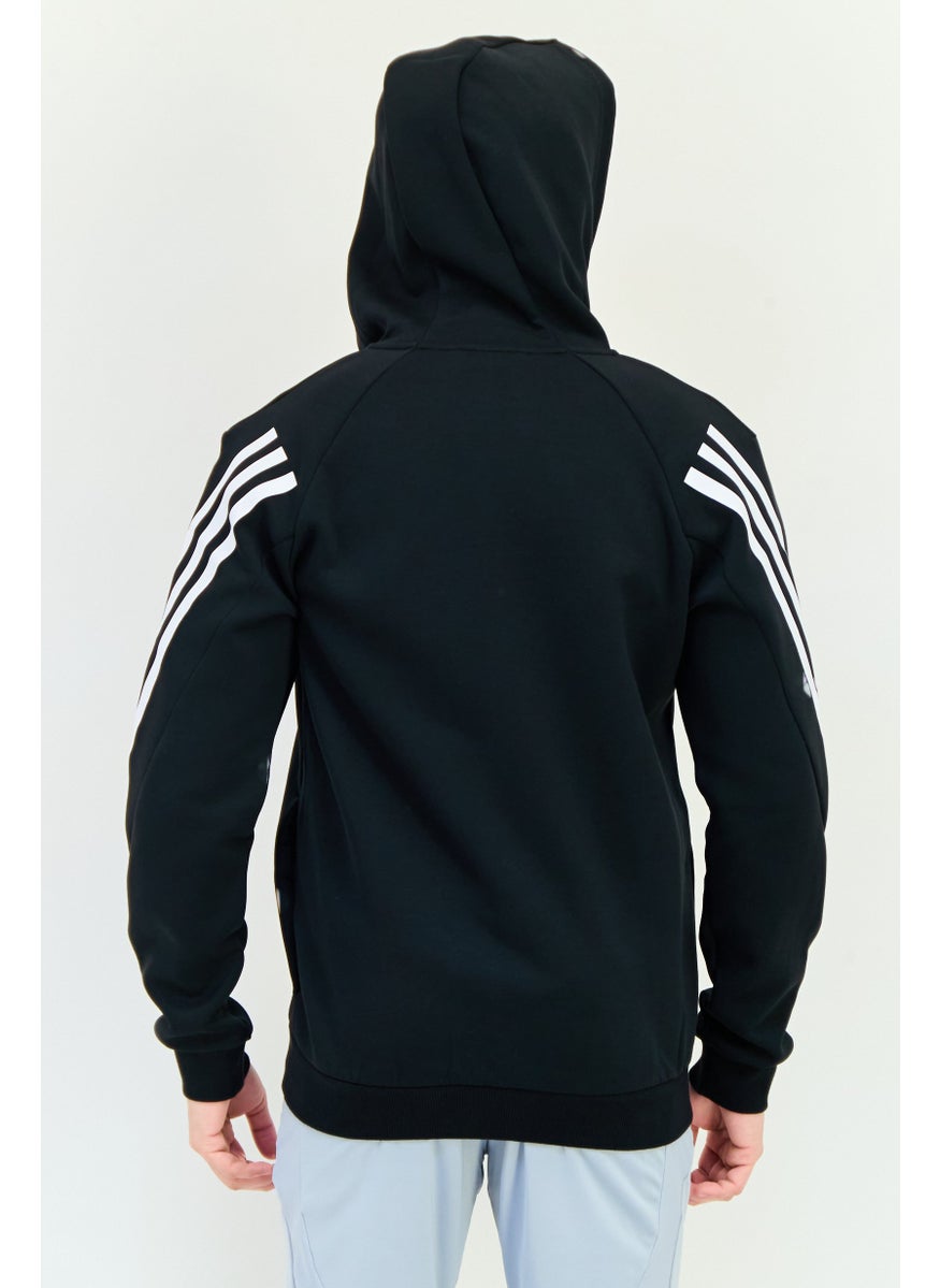Adidas Men Sportswear Fit Long Sleeves Outdoor Full Zip  Hoodie, Black  - Image 3