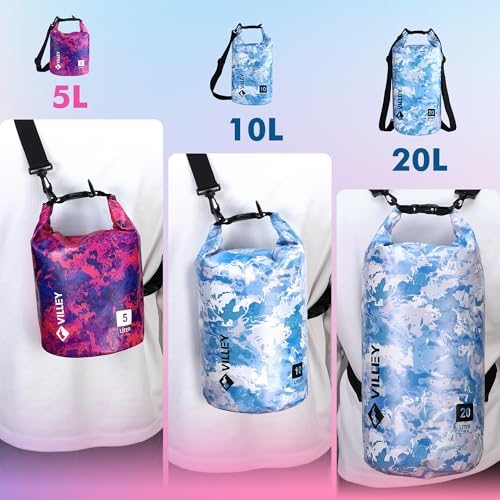 VILLEY Dry Bag Waterproof 5L Roll Top Sack Keeps Gear Dry Lightweight Sack for Kayaking Boating Camping Swimming and Beach Adventures Red Camo - Image 5