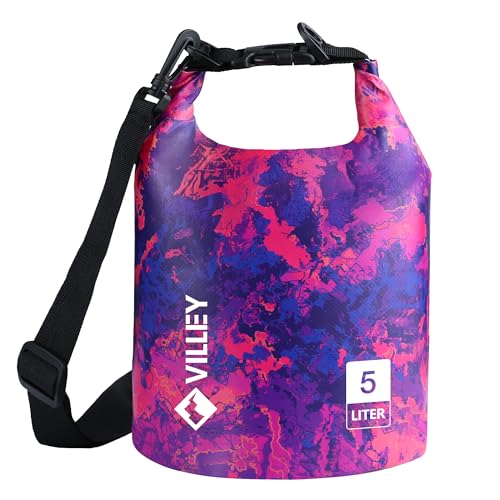 VILLEY Dry Bag Waterproof 5L Roll Top Sack Keeps Gear Dry Lightweight Sack for Kayaking Boating Camping Swimming and Beach Adventures Red Camo - Image 1