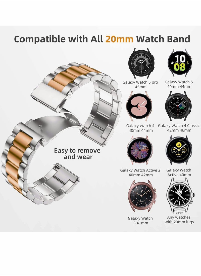 Stainless Steel Metal Watch Bands for Samsung Galaxy Watch 5/4 Band 40mm 44mm, Gapless Metal Mesh Replacement Strap for Samsung Galaxy Watch 4/5 Classic 46mm 42mm - Image 2