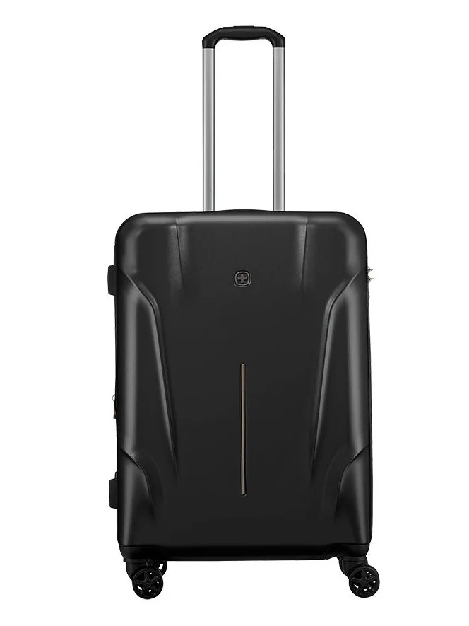 Wenger Wenger Ryon 68cm Medium Travel Suitcase with Smooth 4 Double Spinner Wheels, TSA Lock & Durable Hard Shell - Black