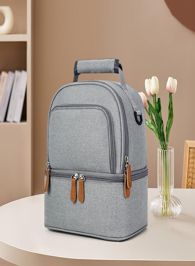 Mancro Breastmilk Cooler Bag with Ice Pack, Fits 6 Insulated Baby Bottles Up to 9 Ounce, Breast Milk Cooler for Nursing Mom (Grey 2) - Image 3