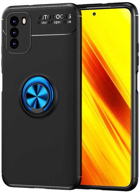 Xiaomi Poco M3 Case Ring Silicone Range - Black-Blue