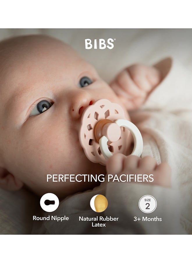 BIBS - Baby Pacifier Boheme, Made with Natural Rubber Latex, Round Nipple, Mouth Skin Sensitive, Soft, Flexible, For Babies 6 Months and Above, BPA-free, Sage/ Cloud Glow Colour, Pack of 2, Size 2 - Image 1