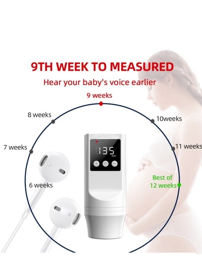 يوريت جهاز مراقبة نبض الجنين المحمول بتقنية دوبلر فوق الصوتي - نظام تتبع معدل ضربات القلب قبل الولادة مع شاشة LCD وسماعات، مراقبة فورية للحوامل - Image 5