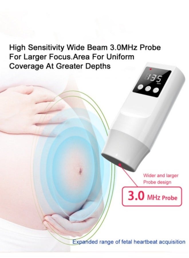 يوريت جهاز مراقبة نبض الجنين المحمول بتقنية دوبلر فوق الصوتي - نظام تتبع معدل ضربات القلب قبل الولادة مع شاشة LCD وسماعات، مراقبة فورية للحوامل - Image 4