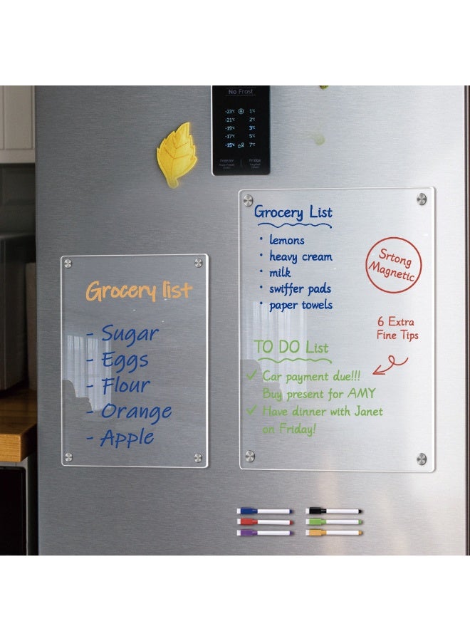 White 20×15cm Magnetic Dry-Erase Board for Refrigerator, Reusable Memo Board with 6 Markers - Image 4