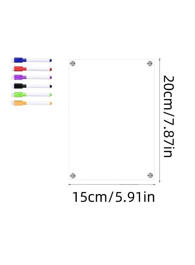 White 20×15cm Magnetic Dry-Erase Board for Refrigerator, Reusable Memo Board with 6 Markers - Image 1