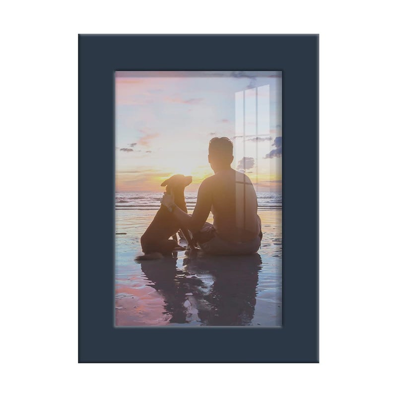 Renditions Gallery 4x6 inch Picture Frame Highend Modern Style Made of Solid Wood and High Definition Glass Ready for Wall and Tabletop Photo Display Navy Frame