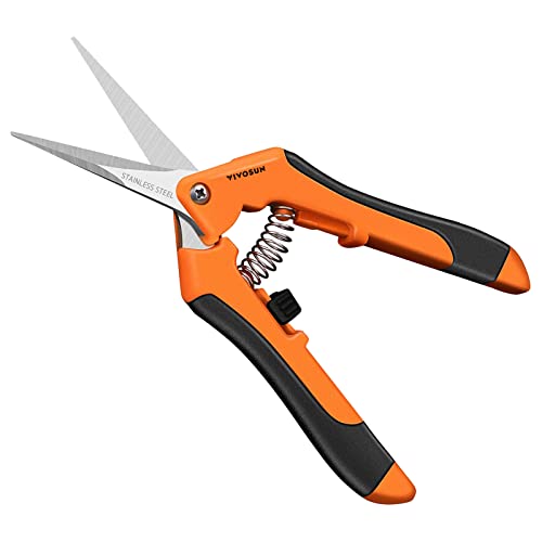 VIVOSUN 6.5 Inch Gardening Scissors Hand Pruner Pruning Shear with Straight Stainless Steel Blades Orange 1-Pack - Image 1