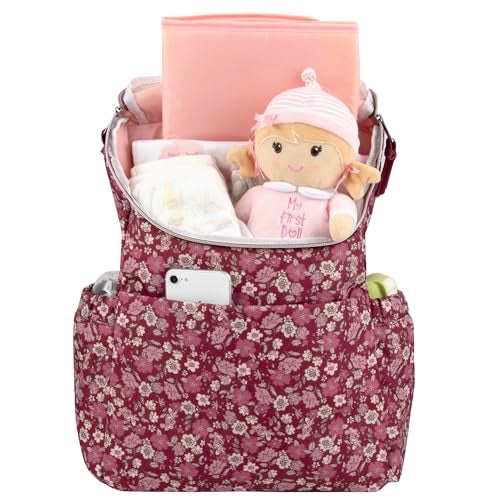 Baby Essentials Multi-Function Floral Diaper Backpack and Travel Nappy Baby Bag with Changing Pad and Stroller Straps - Image 4