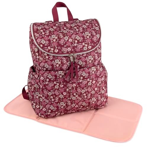 Baby Essentials Multi-Function Floral Diaper Backpack and Travel Nappy Baby Bag with Changing Pad and Stroller Straps - Image 3
