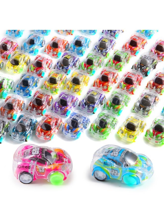 Halamodo 50Pcs Mini Racing Car Set, Transparent Double-Layer Inertia Friction Powered Cars Toys | Kids Toy Car Model Mini Racing Cars | Toddler Push-and-Go Racing Vehicles | Party Favors Classroom Prizes | Boys Girls Birthday Gifts , 4.5x3.4x1.9cm - Image 1