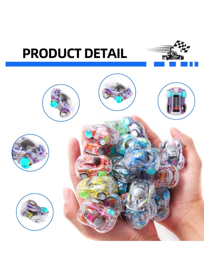 Halamodo 50Pcs Mini Racing Car Set, Transparent Double-Layer Inertia Friction Powered Cars Toys | Kids Toy Car Model Mini Racing Cars | Toddler Push-and-Go Racing Vehicles | Party Favors Classroom Prizes | Boys Girls Birthday Gifts , 4.5x3.4x1.9cm - Image 3