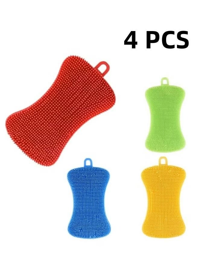 4Pcs Kitchen Silicone Dish Sponges Kitchen Scrubber Multipurpose Dish Washing Brushes for Dish Washing Cleaning - Image 1