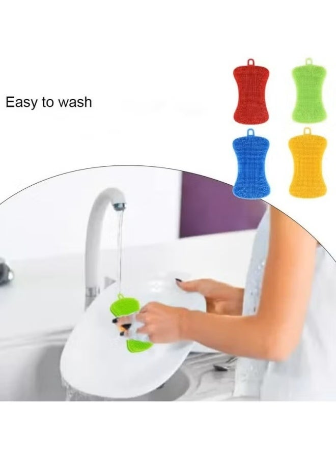 4Pcs Kitchen Silicone Dish Sponges Kitchen Scrubber Multipurpose Dish Washing Brushes for Dish Washing Cleaning - Image 5