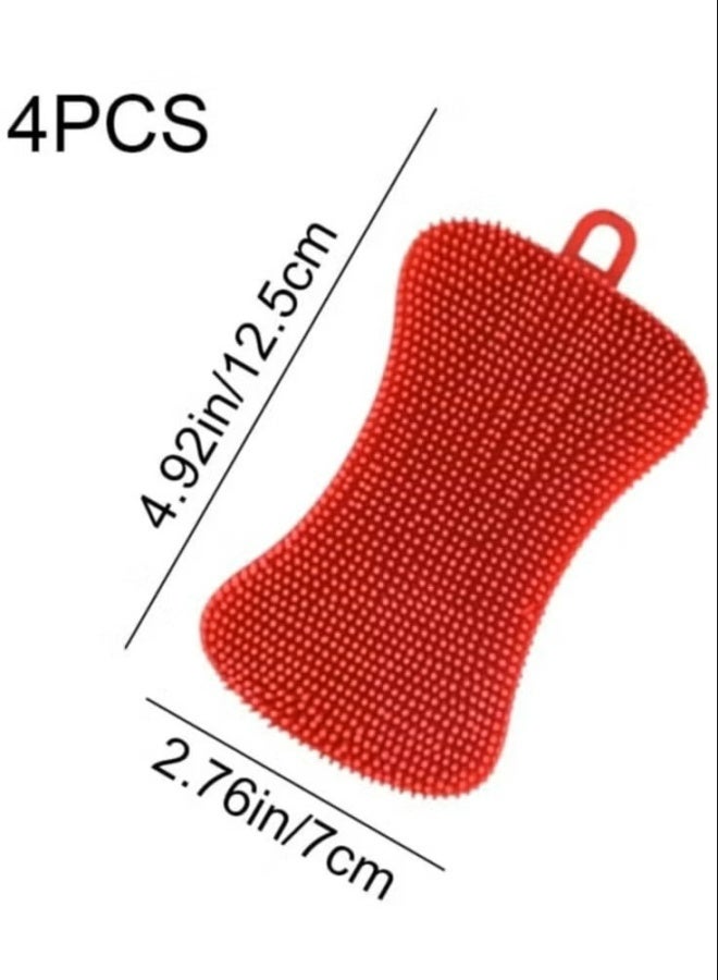 4Pcs Kitchen Silicone Dish Sponges Kitchen Scrubber Multipurpose Dish Washing Brushes for Dish Washing Cleaning - Image 2