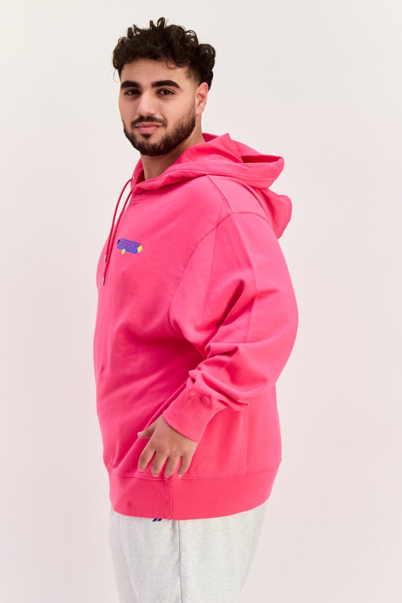 ESPRIT Men Hoodie Long Sleeve Brand Logo Sweatshirt, Pink  - Image 2