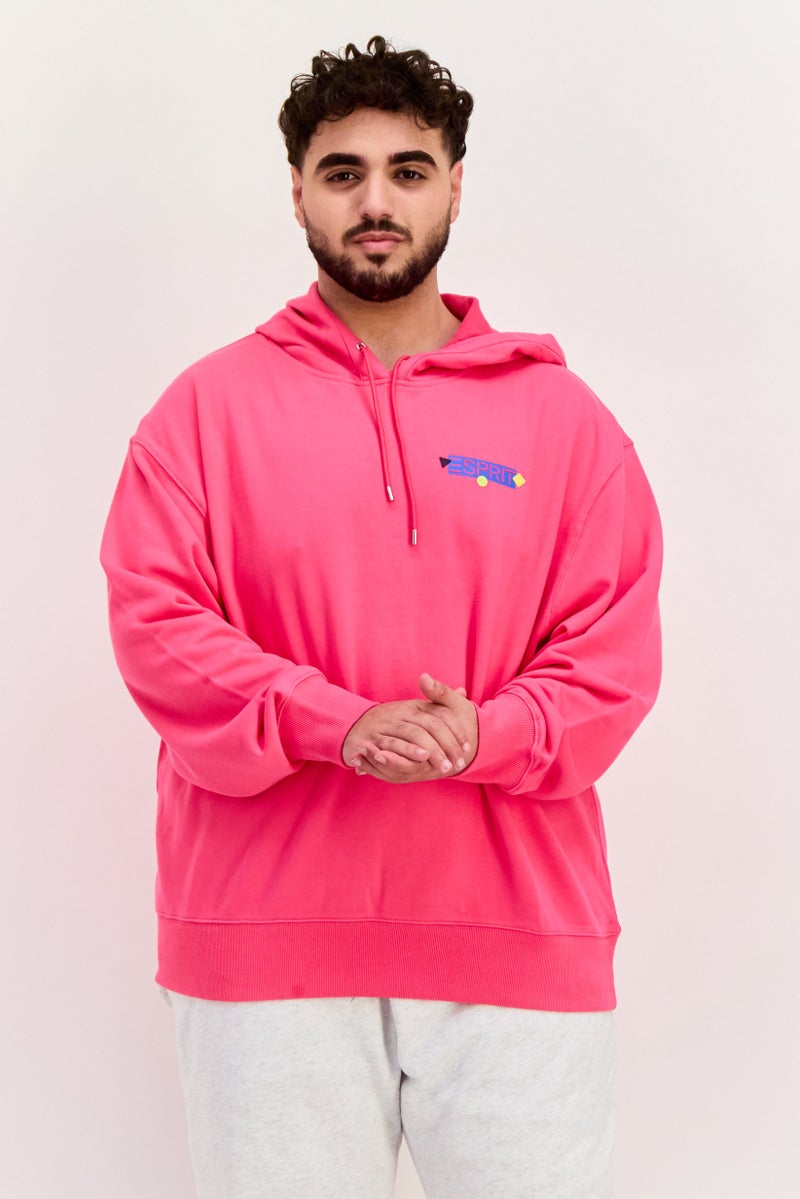 ESPRIT Men Hoodie Long Sleeve Brand Logo Sweatshirt, Pink  - Image 1