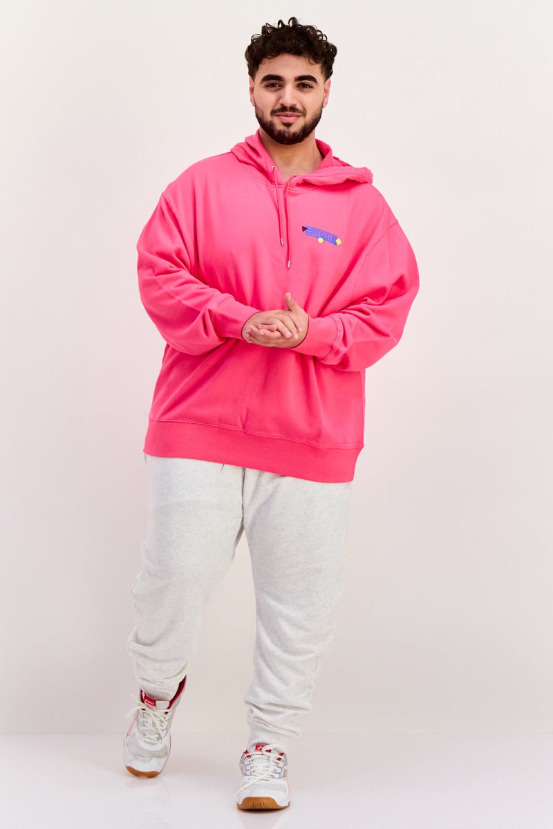 ESPRIT Men Hoodie Long Sleeve Brand Logo Sweatshirt, Pink  - Image 4