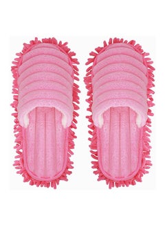 Excefore Mop Socks Lazy Mop Slippers Walking Cleaning Indoors Warm Shoes Home Dust Cleaning Floor Polishing Slippers Chenille Hair Clean for Kitchen House Office Cleaning S Pink  - Image 1