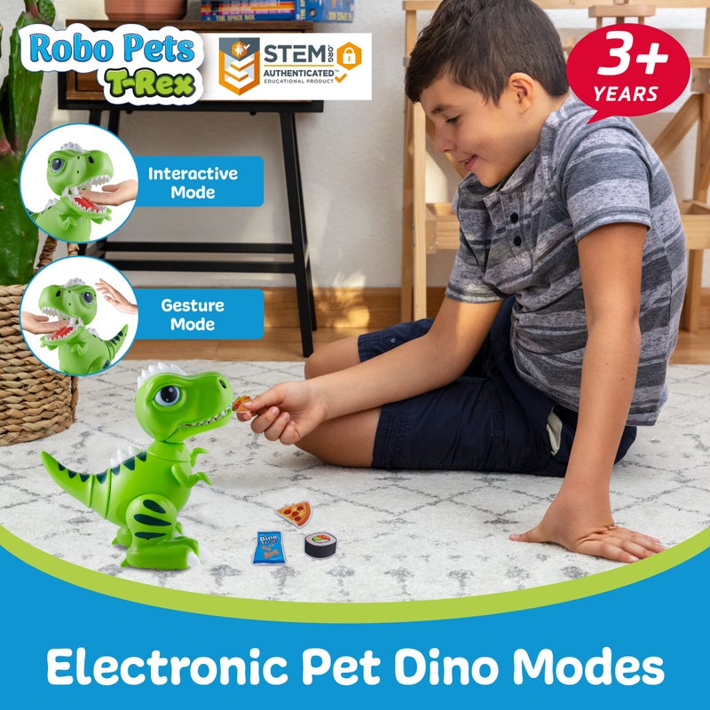 Power Your Fun Robo Pets T-Rex Dinosaur Toy for Boys and Girls- Remote Control Robot Toy with LED Light Eyes, Interactive Hand Motion Gestures, STEM Programmable Treats Toys, Walking, Dancing Robot Dinosaur for Kids - Image 2