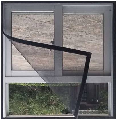 DIVAYANSHI Window Ready to Use 120 GSM Fiberglass Insect Net with Strong Self Adhesive Hook & Loop Tape (120 x 150 cm, Black) - Image 1