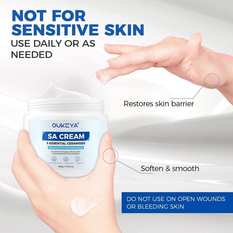 OUKEYA SA Cream for Rough & Bumpy Extremely Dry Skin with 5 Kinds of Ceramides & Salicylic Acid,Exfoliating Moisturizing Body Lotion with Long-Lasting Moisture,Dermatologist Recommended,12.35 Ounce - Image 5