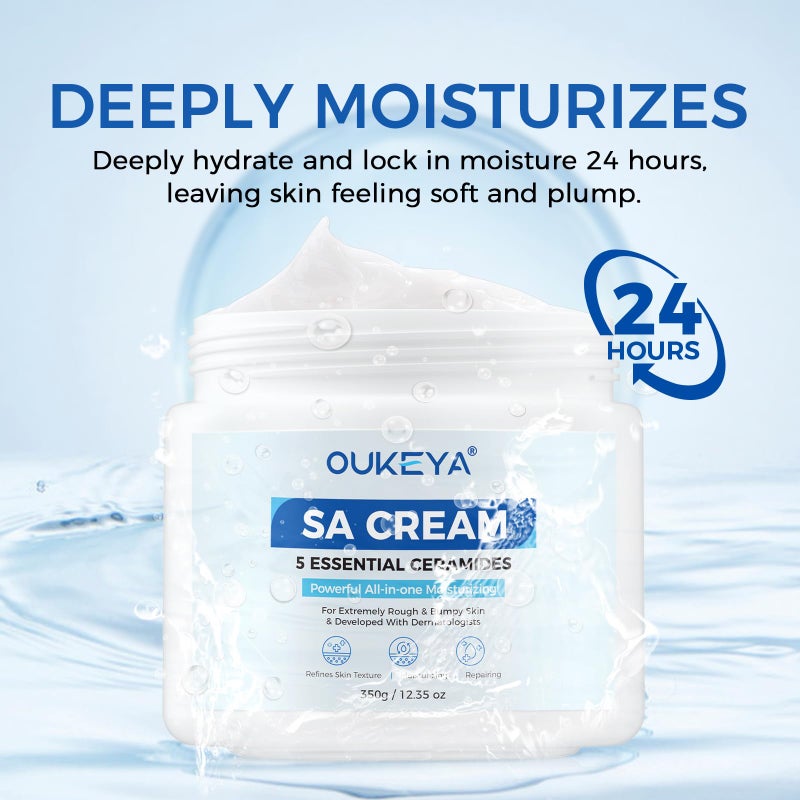 OUKEYA SA Cream for Rough & Bumpy Extremely Dry Skin with 5 Kinds of Ceramides & Salicylic Acid,Exfoliating Moisturizing Body Lotion with Long-Lasting Moisture,Dermatologist Recommended,12.35 Ounce - Image 4