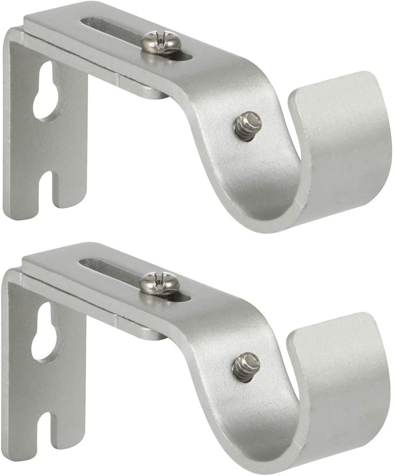 Anndason Anndason Heavy Duty Adjustable Curtain Rod Brackets  Holders for 34 or 58 Inch Rod 2 PCS Silver 