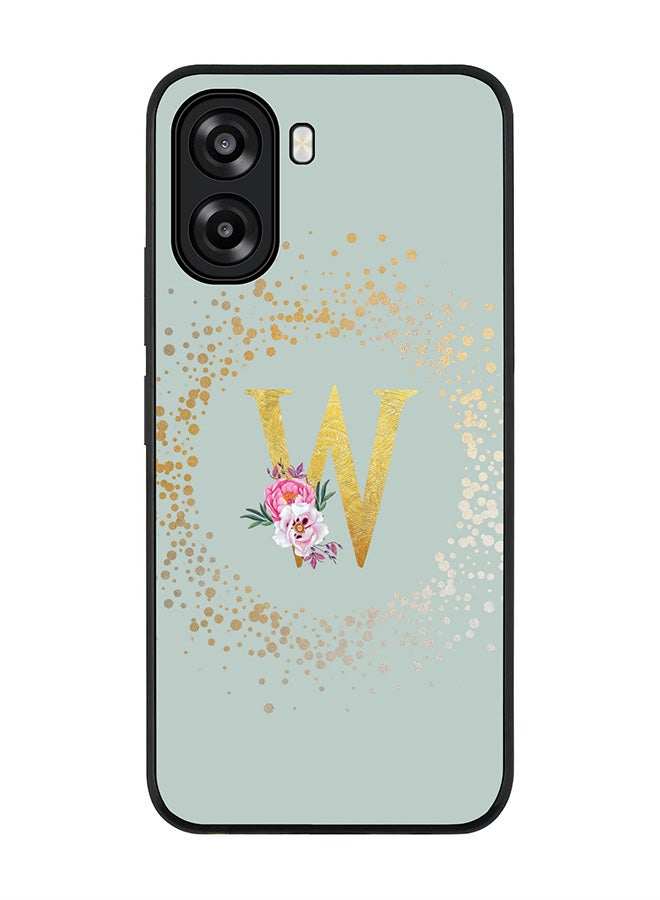 Stylizedd For Oppo A6t 5G / A6t 4G Case,Slim fit Camera Protection, Shockproof Thin Phone cover  - Custom Monogram Floral - W  (Light Grey ) - Image 1