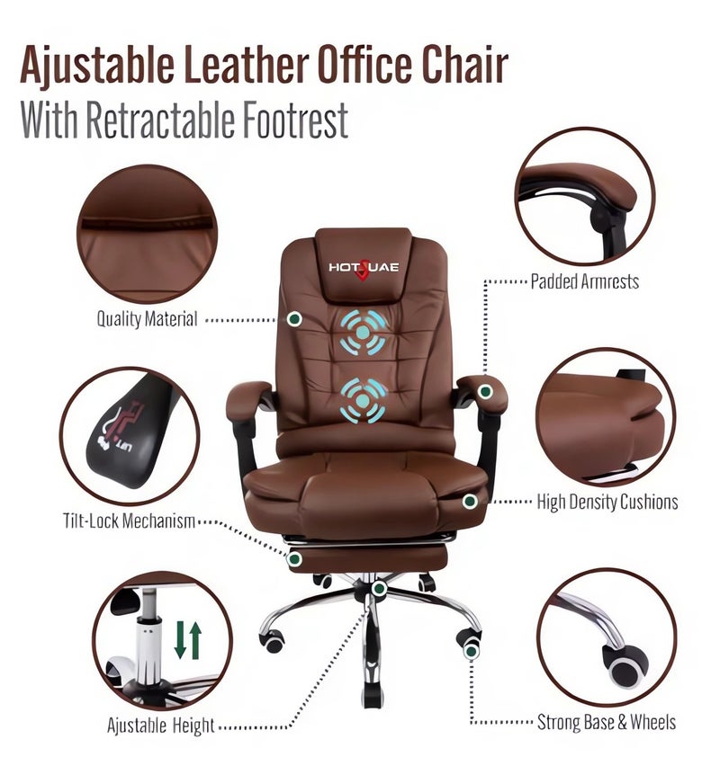 هوتس يو أيه إي كرسي الكمبيوتر مع نظام تدليك نقطتين ، مجهز بمساندات الذراع والارتفاع القابل للتعديل ، مناسب لاستخدام المكتب المنزلي. - Image 2