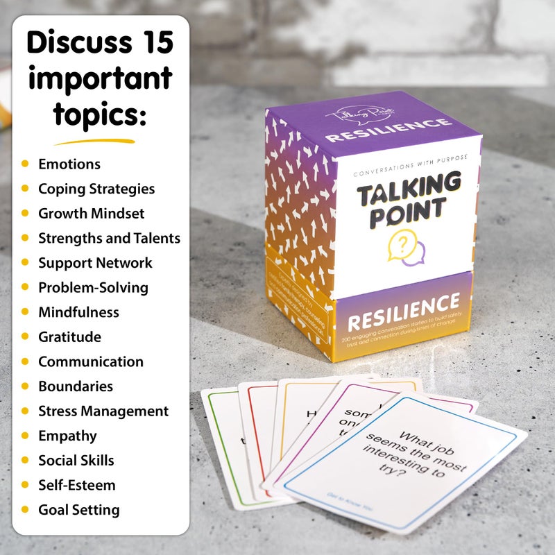 TALKING POINT CARDS 200 Resilience Conversation Starter Cards for Stronger Families - Build Trust, Safety and Connection Through Transitions or Life Changes - Deeper Discussion Parents Children's Therapy Icebreaker Game - Image 4