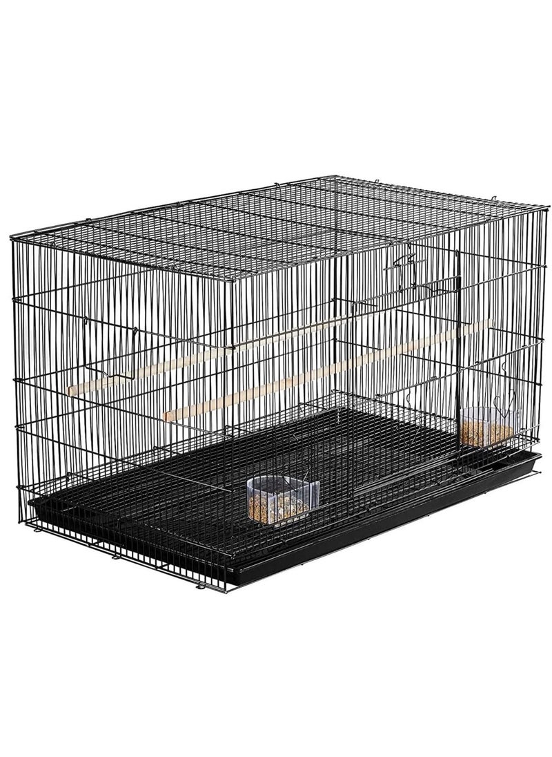 vsell24 Rectangle Stackable Breeding Flight Parakeet Bird Cage for Finches Budgies Cockatiels Esotici Lovebirds Canaries Parrots With Slide-Out Tray Black  - Image 1