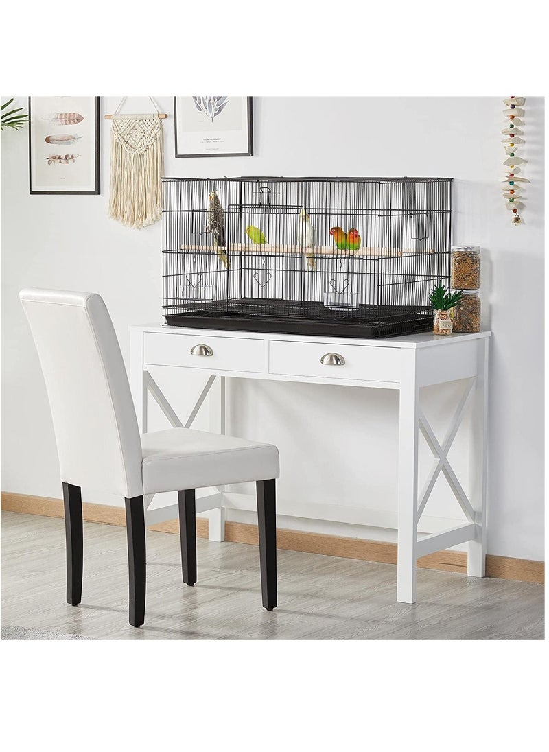 vsell24 Rectangle Stackable Breeding Flight Parakeet Bird Cage for Finches Budgies Cockatiels Esotici Lovebirds Canaries Parrots With Slide-Out Tray Black  - Image 2