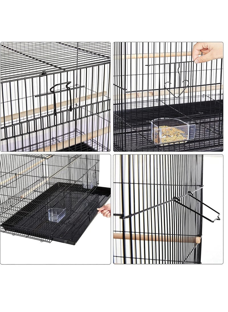 vsell24 Rectangle Stackable Breeding Flight Parakeet Bird Cage for Finches Budgies Cockatiels Esotici Lovebirds Canaries Parrots With Slide-Out Tray Black  - Image 4