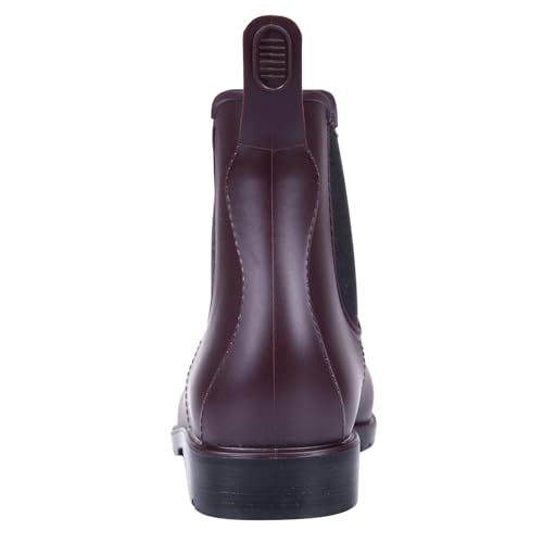 Asgard Women's Ankle Rain Boots Waterproof Chelsea Boots, Burgundy 38.5 (Size 8) - Image 4