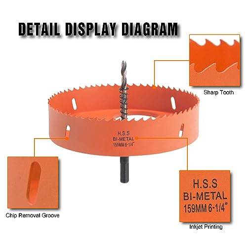 VIKITON 6.25 Hole Saw for Recessed Lights Can Lights, 6-1/4 Inch Hole Cutter with Dust Bowl Catcher for Led Recessed Lighting 6 Inch and Wood Metal Drywall, Bi-Metal Construction - Image 4
