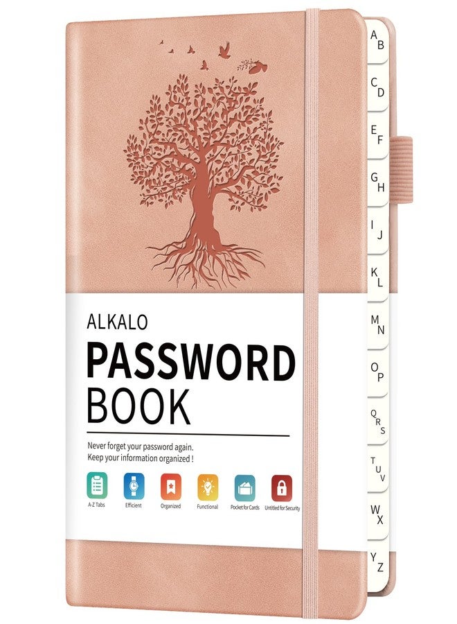 ALKALO Password Book with Alphabetical Tabs, 4.5"x5.9"Small Pocket Password Keeper Book, 160 Pages/100GSM Hardcover Notebook, Password Organizer for Internet Website Address Login - Image 1
